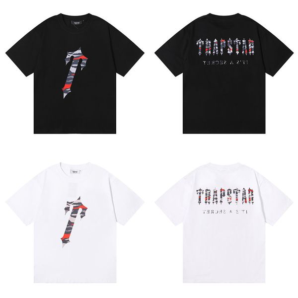 

men t shirts women tees trapstar red camouflage letter printed cotton short sleeves, White;black