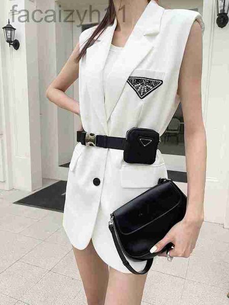 

designer women's suits women dresses spring summer sleeveless suit split belted black and white fashion all-match blazers kj4e, White;black