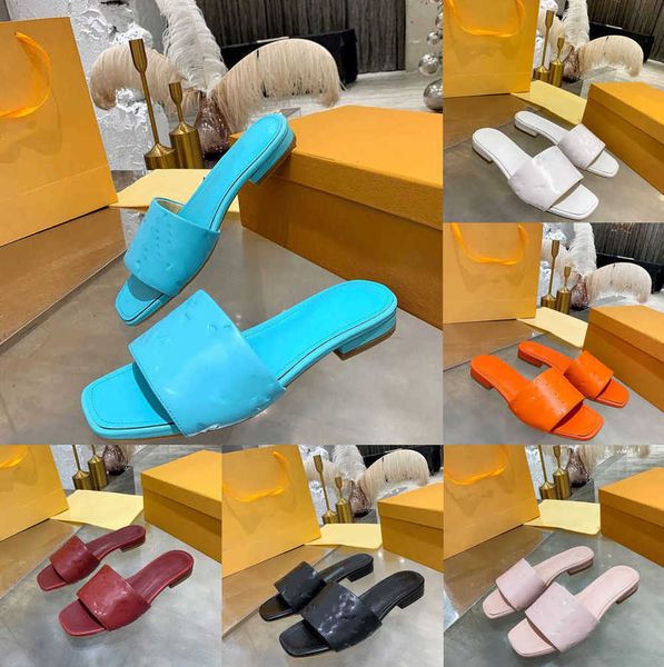 

2023 23ss revival flat mules slipper woman slides sandals designer shoes black blue waterfront white flower print letter leather womens flip