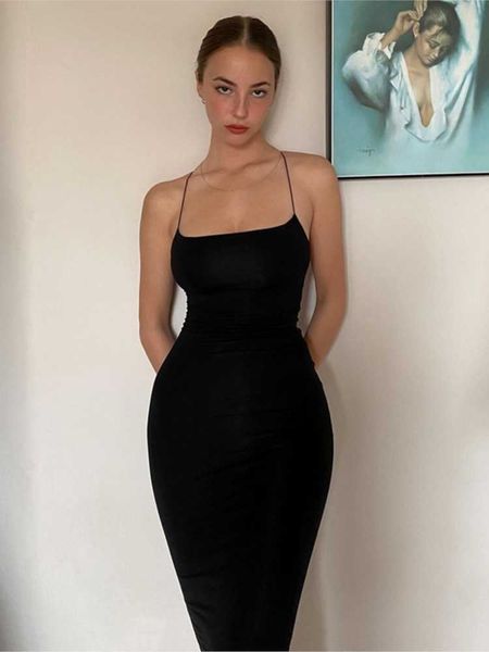 

party dresses summer dress 2022 backless club outfits for women wholesale slim vestidos elegantes sleeveless sling long y2k y2303, White;black