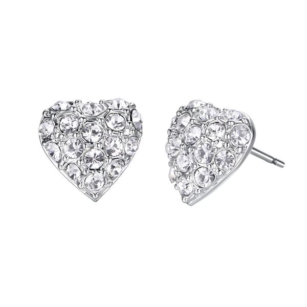 

yoursfs 6 pairs/set rhinestones heart-shaped stud earrings for women gift daily wear jewelry crystal heart earrings, Golden;silver