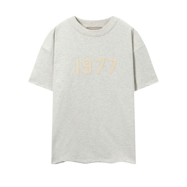 

2023 ess designer luxury pure cotton cotton plant t-shirt men's and women's hip hop fog 1977 summer breathable high street loose s, White;black