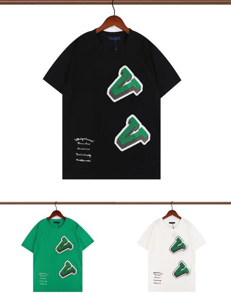 

summer paris mens t-shirts designer tee luxury flocking letter tshirt t shirt classic fashion green womens short sleeve casual cotton t-shir, White;black