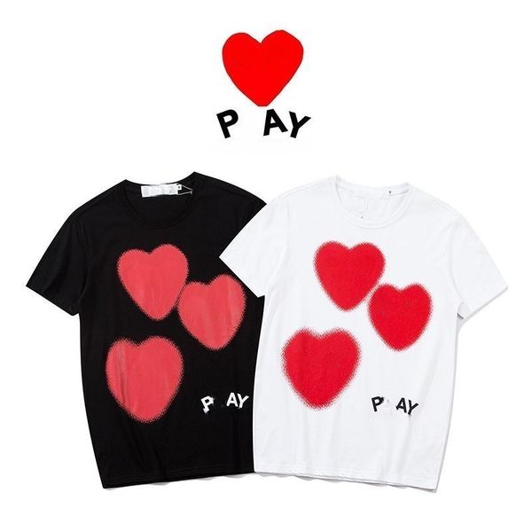 

mens t-shirts fashion mens play t shirt designer red heart commes casual women s des badge garcons high quanlity t shirts cotton embroidery, White