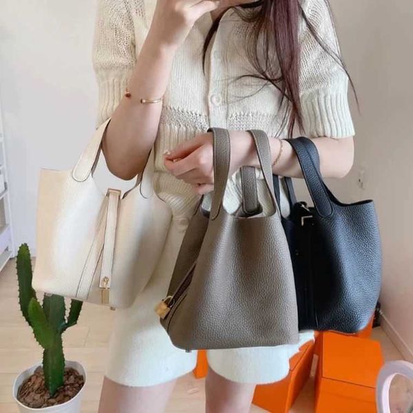 

designer handbag herms picotins leather vegetable basket bag women's bucket handheld women's bag 2023 spring and summer fashion ve