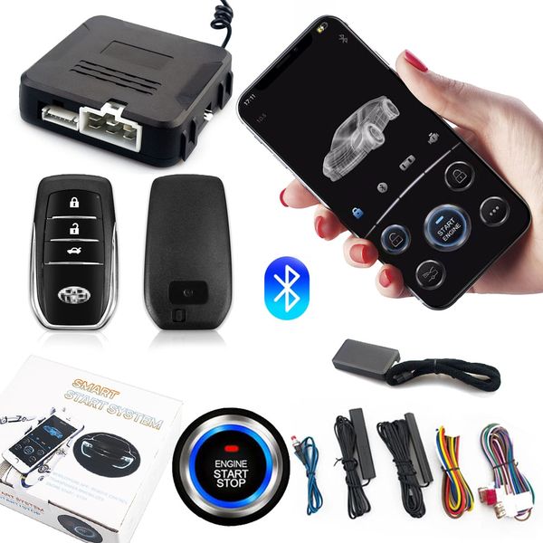 

Auto Universal Alarm Car Remote Start Stop Kit Bluetooth Mobile Phone App Control Engine Ignition Open Trunk PKE Keyless Entry Car Alarm