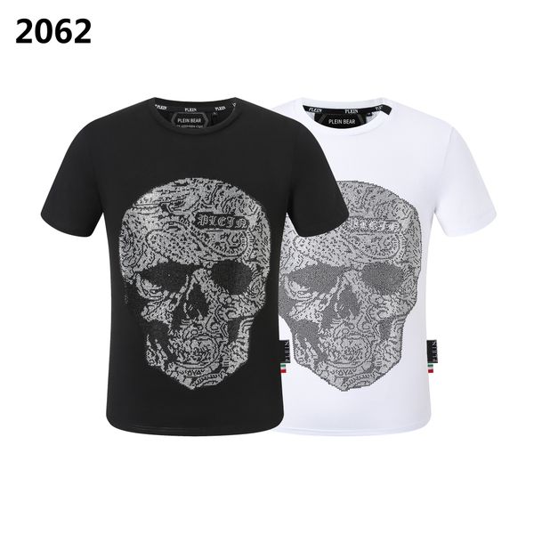 

plein bear t shirt mens designer tshirts brand clothing rhinestone pp skull men t-shirt round neck ss skull and plein with crystals hip hop, White;black