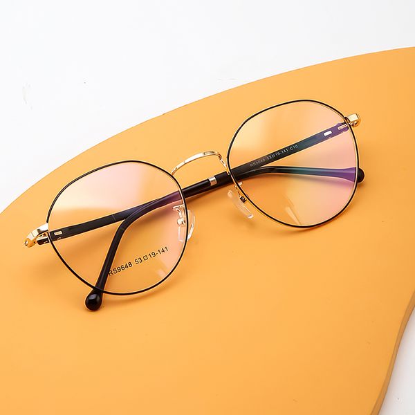 

fashion retro large frame glasses men's and women's prescription mirror personality round frame ultra-light metal glasses, Silver