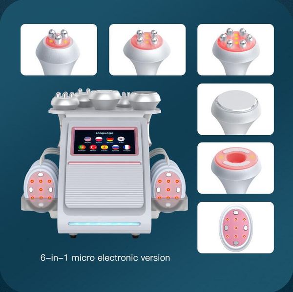 

6 in 1 slimming ultrasonic 80k cavitation face lift fat burn vacuum rf slimming massage machine ems pads 80k cavitation machin