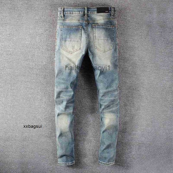

mens jeans trend men's side bone zipper light blue jeans youth slim #633