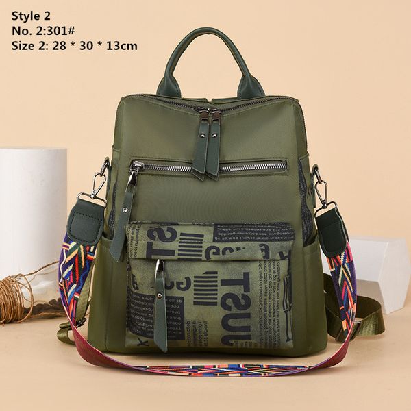 

Outlet factory shoulder bag 2 styles lightweight waterproof Oxford backpack outdoor contrast leisure backpacks trend zipper decorative leather handbag 313#, Grey