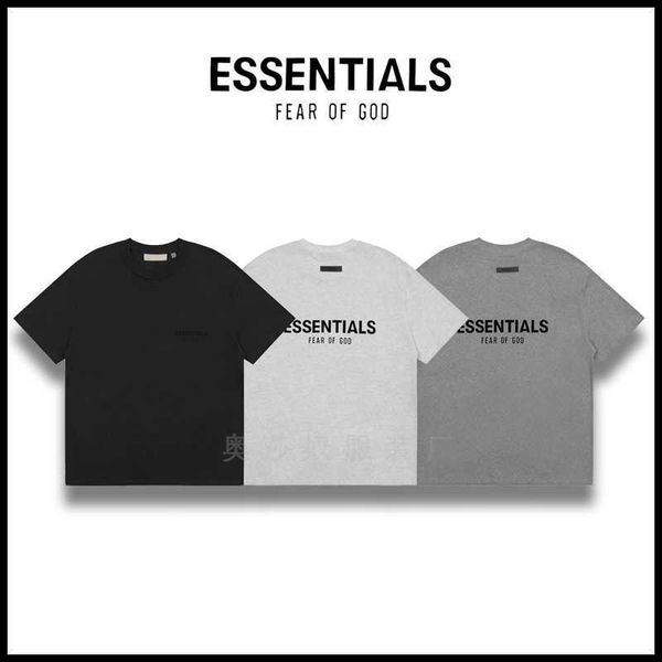 

essentialls t shirt for men women sport tshirt main and secondary loose american casual letter flocking fashion brand short sleeve new, White;black