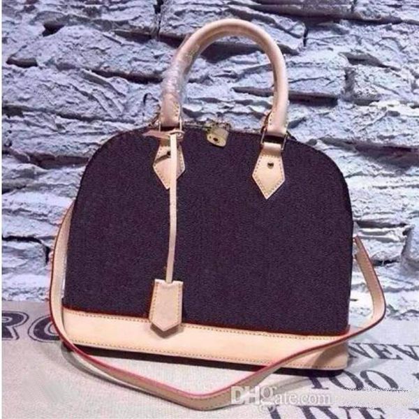 

new alma bb shell women patent leather flower embossed shoulder bag with lock crossbody handbags 236f