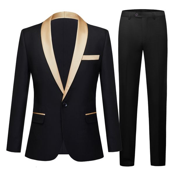 

men's suits blazers jacket pants color lapel 2pcs set / fashion men's casual boutique business dress wedding groom suit blazers tr, White;black