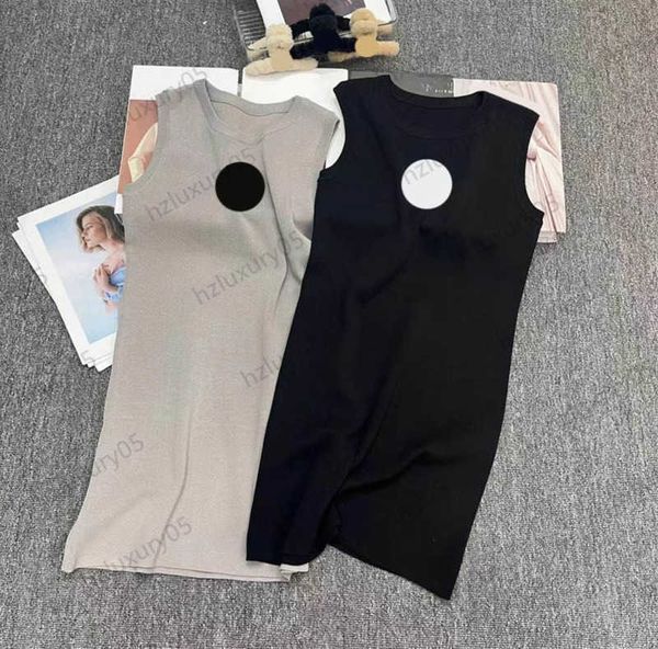 

dresses luxury classic logo embroidery threaded edge crewneck vest style dress fashion brand simple designer casual joker maxiskit dresses f, Black;gray