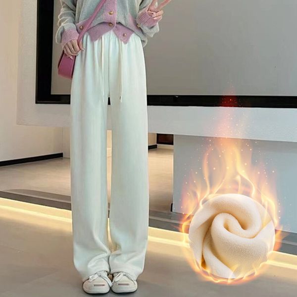 

women's pants wide leg pant velvet thick drooping high waist loose thin straight casual baggy pants woman's corduroy trousers 2303, Black;white