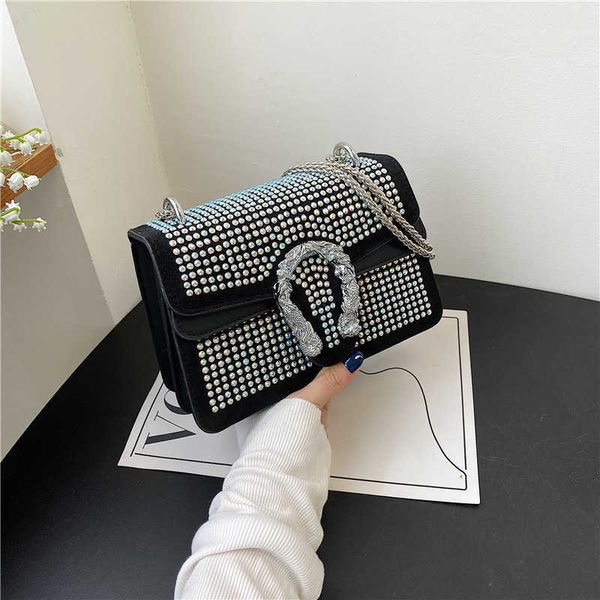 

diamond set autumn women's bag new fashion casual drill bag versatile chain one shoulder crossbody small square bag