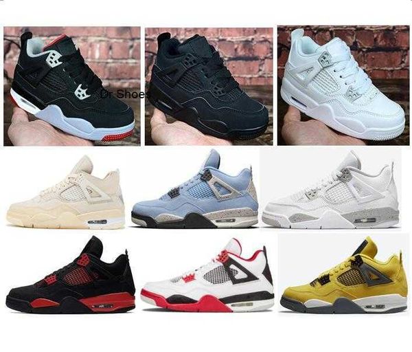 

kids 4 sail bred white oreo university blue basketball shoes 4s children boy girls black cat lightning red thunder pure money sneakers, Black;white