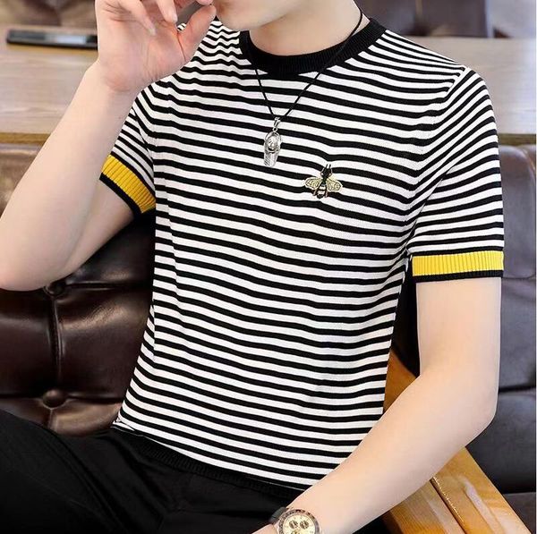 

men's t-shirts short sleeve knitted male o-neck casual sweater t-shirts solid color homme pullovers tshirt, White;black