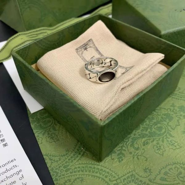 

gu brand band rings charm designer silver wide ring with interlocking g series men's and women's retro letter g original box 1
