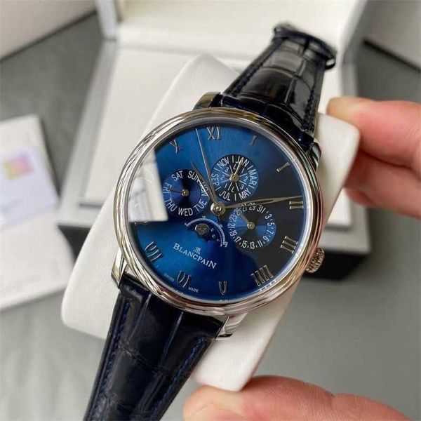 

with multifunctional mondphasen watch watch baopo blancpain men's light mechanical luxury and noble temperament men's watch wristw, Slivery;golden