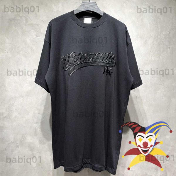 

men's t-shirts vetements embroidery t-shirt men women 1 1 tee front big black embroidered text vtm t230321, White;black