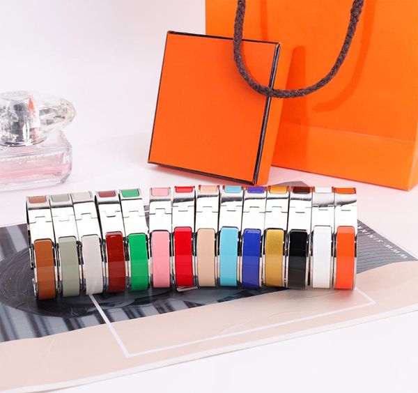 

silver enamel rainbow bracelets wrist jewelry woman cuff classical bracelet for man women jewelrys 14 color optional6193497, White
