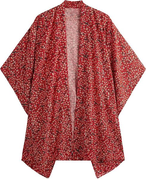 

women's swimwear sweatyrocks women kimono vintage floral beach cover up, White;black