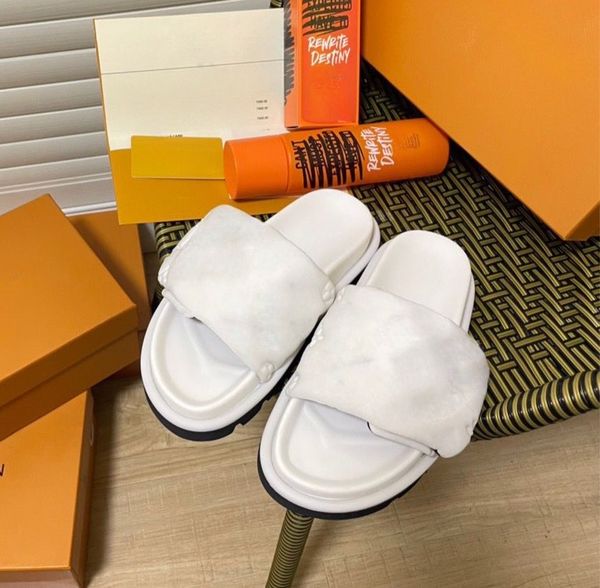 

summer shoe designer luxury sandals women spool pillow mules sandals sunset flat comfort mules padded front strap slippers fashionable easy-, Black