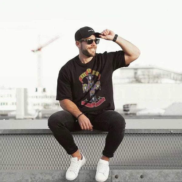 

essentialls t shirt for men women sport tshirt summer skull rock band short sleeve high street loose men's fashion, White;black