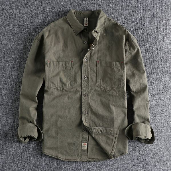 

men's casual shirts cotton twill breathable long sleeve shirt men's daily simple pocket work clothes wear 868 230322, White;black