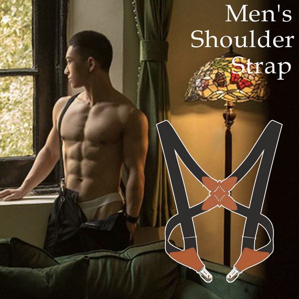 

mens clip-on braces elastic y-back suspenders men's suspenders belts new fashion gentle sportsman suspenders leather straps belts, Black;white