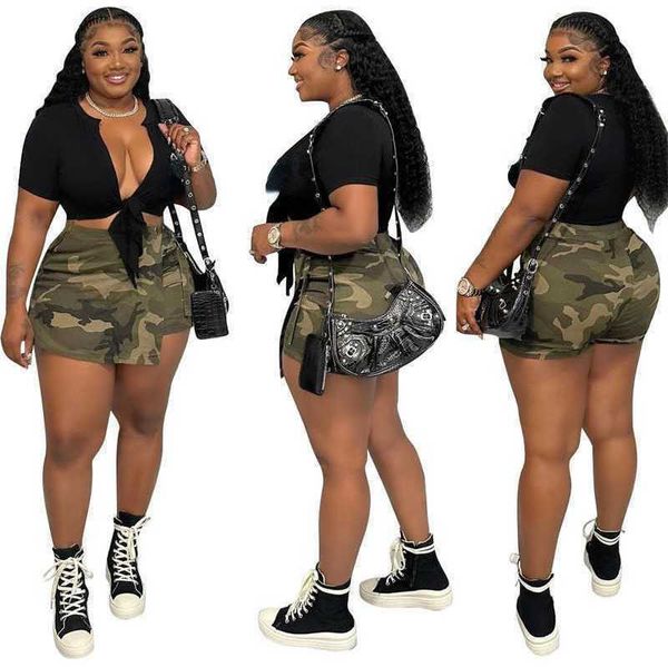 

women dresses skirt new summer women fashion casual camouflage pocket shorts, White