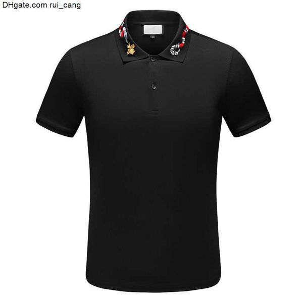 

luxury polo designer shirts men luxury polo casual polo t shirt snake bee letter print embroidery fashion high street mens lapel neck polos, Black;brown