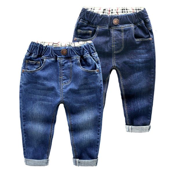 

jeans spring/autumn children boy's jeans casual elastic waist solid denim cotton kids pant clothing for 2-8 year 230322, Blue