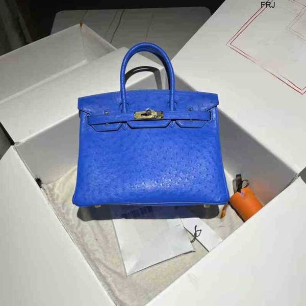 

designer bags birkin handbags h advanced water demon blue ostrich leather 3025mini small portable togo litchi pattern have logo frj