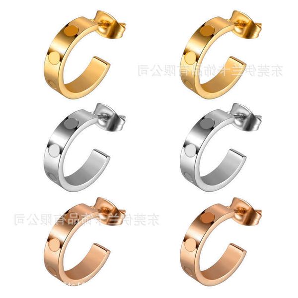

carti designe earrings jewelry cadillac screws c-shaped titanium steel earrings fashion titanium steel earrings 18k color gold round premium, Golden