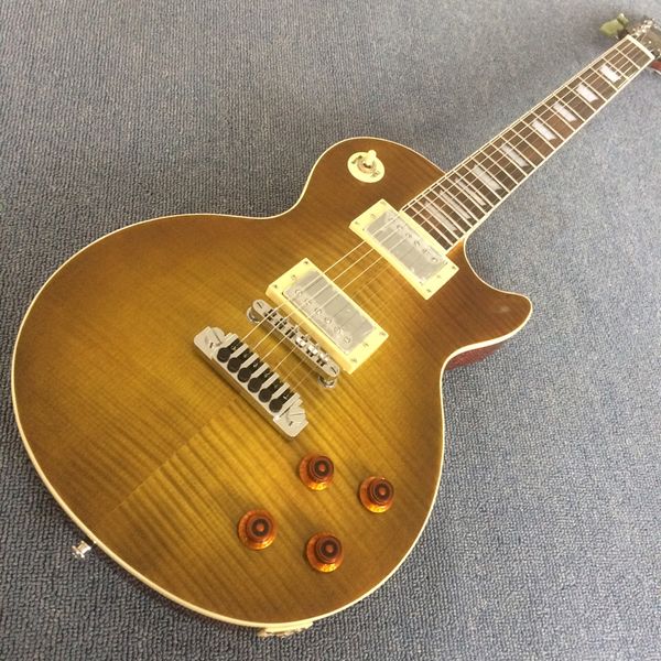 

delivery, electric guitar, brown tiger flame maple