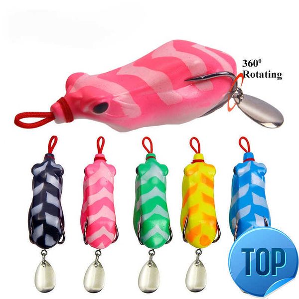 

1 pcs new 6.5cm 12g way sub modified frog venom toad soft bait frog skin double hook sequin