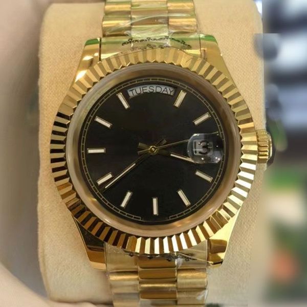 

with original box luxury mens watch fashion watches 18k yellow gold diamond dial & bezel automatic mens men's watch, Slivery;brown