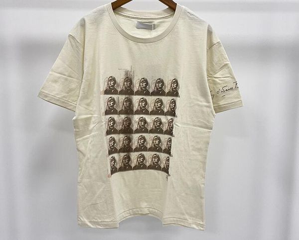 

women female head sculpture film print cotton crew-neck t-shirts, White