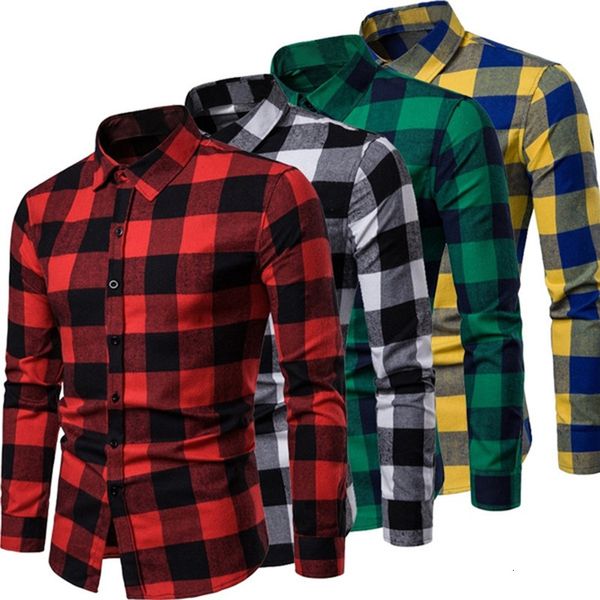 

men's casual shirts spring and autumn men's casual long-sleeved plaid shirt 230322, White;black