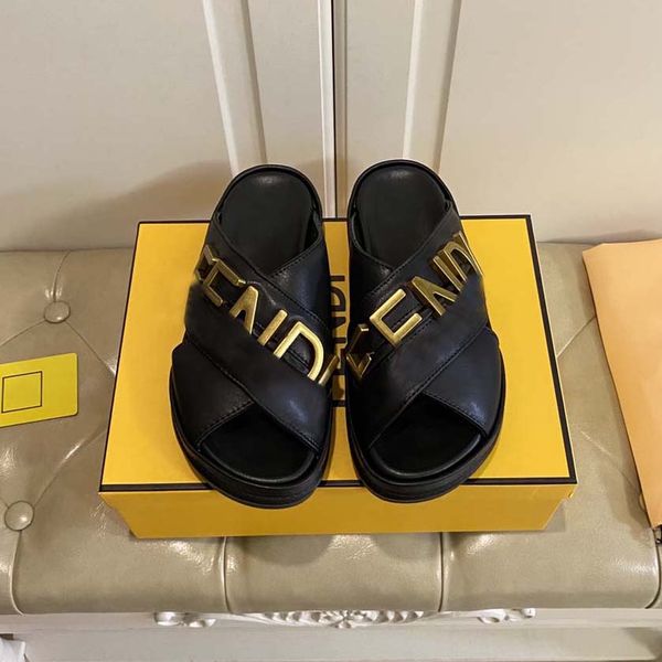

fashion slippers women sandal luxury designer lady gentlemen colorful canvas letter anatomic leather slide 01, Black