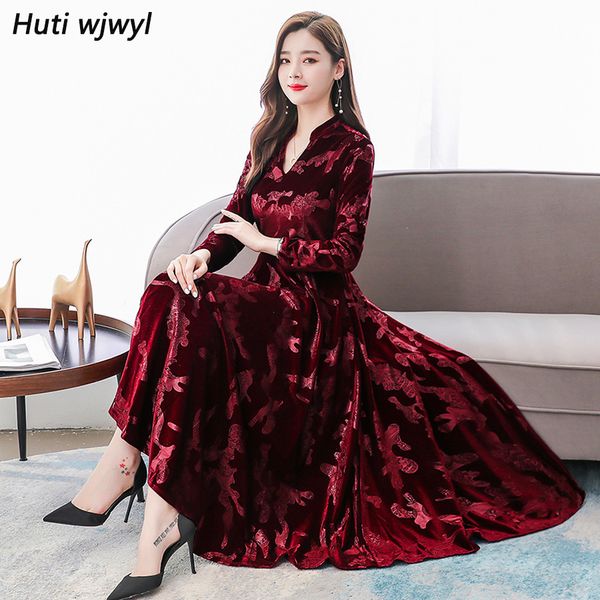 

party dresses vintage solid velvet midi dress autumn winter long sleeve evening maxi dress elegant women bodycon party chic prom vestidos 23, White;black