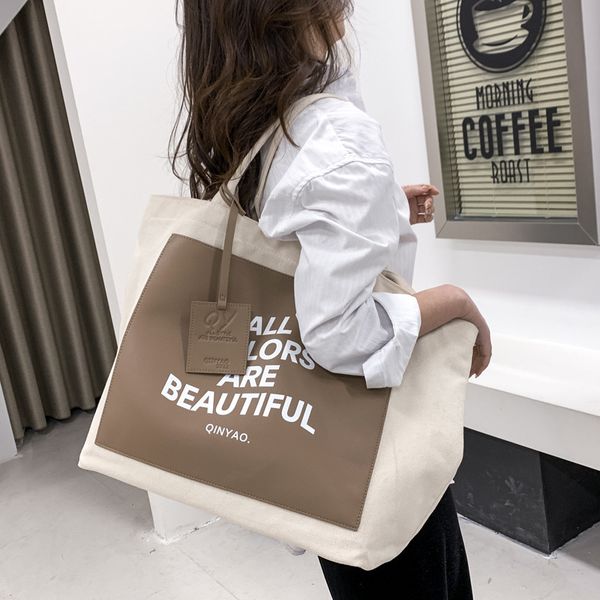 

aliwood new luxury large-capacity women's shoulder bag letter canvas big bag brands handbags casual female tote bag shopping bag