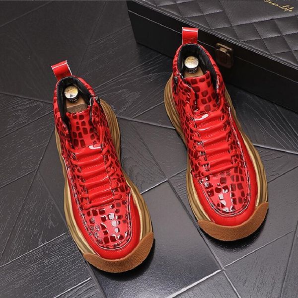 

new red black high shoes for men lace up thick bottom shoes all match causal loafers walking sneakers zapatos hombre d2a58