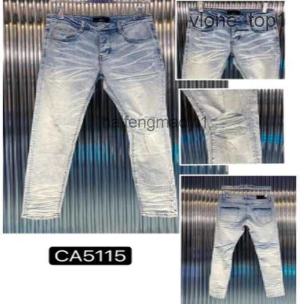 

fashion men's ripped jeans blue flame print personality patched holes slim fit 3 dyta