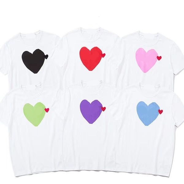 

play designer mens t shirt japanese red love shirt men's womens commes complete label tshirt polo cdg des badge garcons cotton embroide, White;black