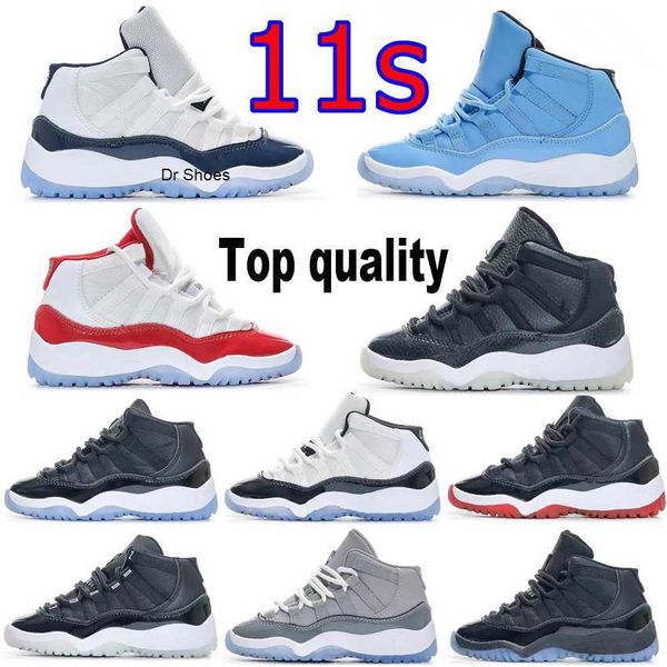 

kids cool grey 11s xi basketball shoes child jumpmen concord space jam metallic silver pink snakeskin bred legend blue children boys girls, Black;white