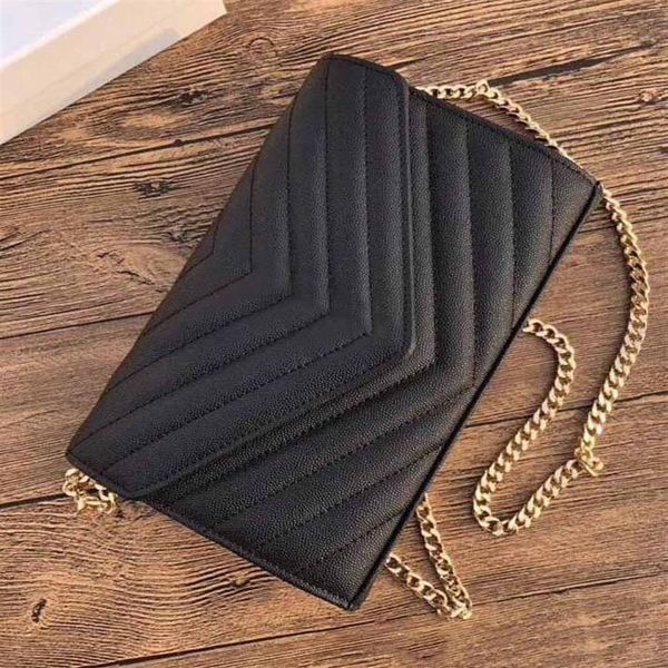 

women genuine leather chain purse clutch lady shoulder bag cowhide handbag presbyopic card holder messenger evening bags caviar241h